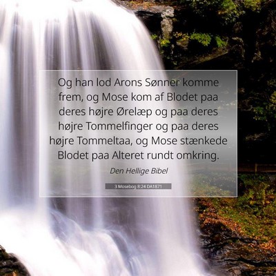 Picture 07 - 3 Mosebog 8:24 DA1871 - Og han lod Arons Sønner komme frem, og Mose kom - Bible Verse Picture
