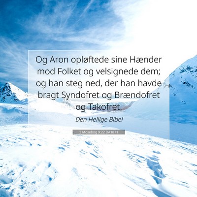 Picture 07 - 3 Mosebog 9:22 DA1871 - Og Aron opløftede sine Hænder mod Folket og - Bible Verse Picture