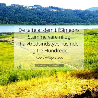 Picture 07 - 4 Mosebog 1:23 DA1871 - De talte af dem til Simeons Stamme vare ni og - Bible Verse Picture