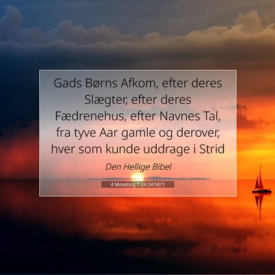 Picture 07 - 4 Mosebog 1:24 DA1871 - Gads Børns Afkom, efter deres Slægter, efter - Bible Verse Picture