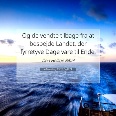 Picture 07 - 4 Mosebog 13:25 DA1871 - Og de vendte tilbage fra at bespejde Landet, der - Bible Verse Picture