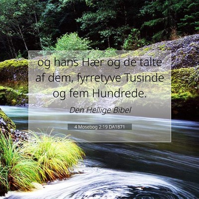 Picture 07 - 4 Mosebog 2:19 DA1871 - og hans Hær og de talte af dem, fyrretyve - Bible Verse Picture