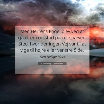 Picture 07 - 4 Mosebog 22:26 DA1871 - Men Herrens Engel blev ved at gaa frem og stod - Bible Verse Picture