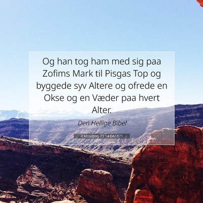 Picture 07 - 4 Mosebog 23:14 DA1871 - Og han tog ham med sig paa Zofims Mark til Pisgas - Bible Verse Picture