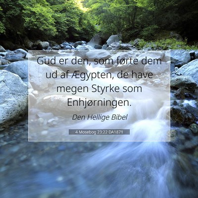 Picture 07 - 4 Mosebog 23:22 DA1871 - Gud er den, som førte dem ud af Ægypten, de - Bible Verse Picture