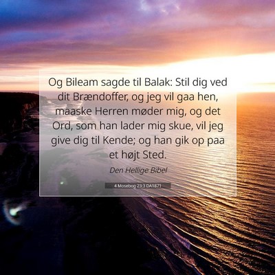Picture 07 - 4 Mosebog 23:3 DA1871 - Og Bileam sagde til Balak: Stil dig ved dit - Bible Verse Picture
