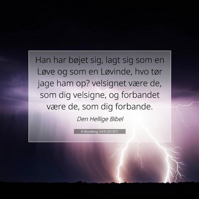 Picture 07 - 4 Mosebog 24:9 DA1871 - Han har bøjet sig, lagt sig som en Løve og som - Bible Verse Picture