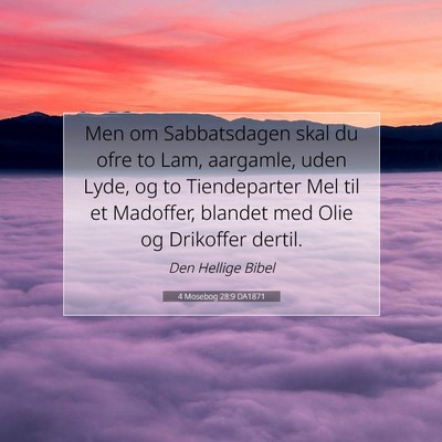 Picture 07 - 4 Mosebog 28:9 DA1871 - Men om Sabbatsdagen skal du ofre to Lam, - Bible Verse Picture