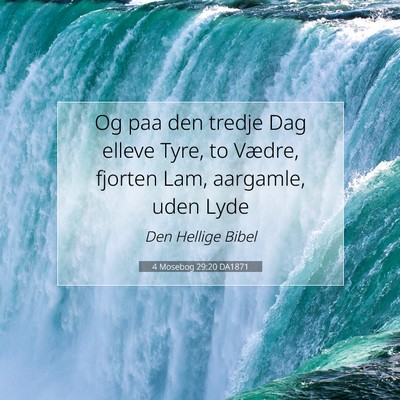 Picture 07 - 4 Mosebog 29:20 DA1871 - Og paa den tredje Dag elleve Tyre, to Vædre, - Bible Verse Picture