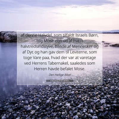 Picture 07 - 4 Mosebog 31:47 DA1871 - af denne Halvdel, som tilfaldt Israels Børn, tog - Bible Verse Picture