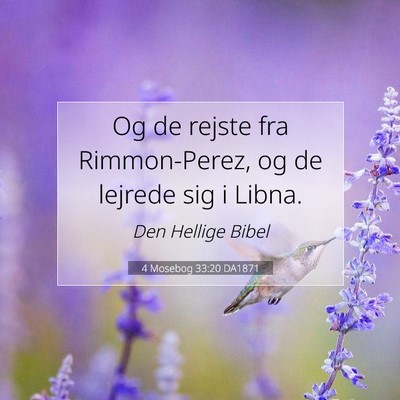 Picture 07 - 4 Mosebog 33:20 DA1871 - Og de rejste fra Rimmon-Perez, og de lejrede sig - Bible Verse Picture
