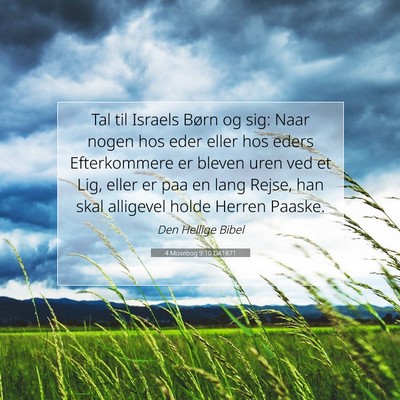 Picture 07 - 4 Mosebog 9:10 DA1871 - Tal til Israels Børn og sig: Naar nogen hos eder - Bible Verse Picture