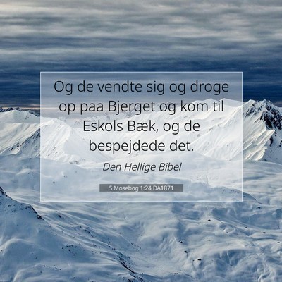 Picture 07 - 5 Mosebog 1:24 DA1871 - Og de vendte sig og droge op paa Bjerget og kom - Bible Verse Picture