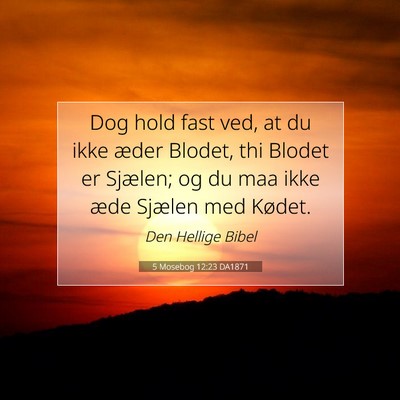 Picture 07 - 5 Mosebog 12:23 DA1871 - Dog hold fast ved, at du ikke æder Blodet, thi - Bible Verse Picture