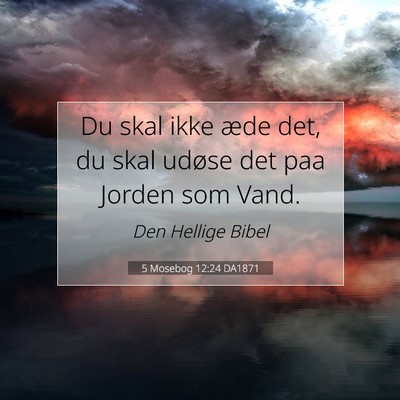 Picture 07 - 5 Mosebog 12:24 DA1871 - Du skal ikke æde det, du skal udøse det paa - Bible Verse Picture
