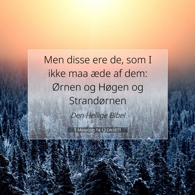 Picture 07 - 5 Mosebog 14:12 DA1871 - Men disse ere de, som I ikke maa æde af dem: - Bible Verse Picture