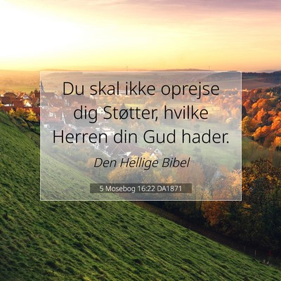 Picture 07 - 5 Mosebog 16:22 DA1871 - Du skal ikke oprejse dig Støtter, hvilke Herren - Bible Verse Picture