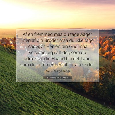 Picture 07 - 5 Mosebog 23:20 DA1871 - Af en fremmed maa du tage Aager, men af din - Bible Verse Picture