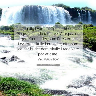 Picture 07 - 5 Mosebog 24:8 DA1871 - Tag dig i Vare for Spedalskheds Plage, saa at du - Bible Verse Picture