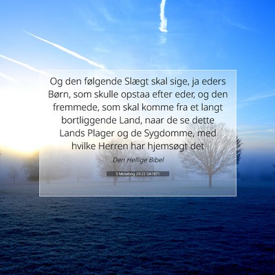 Picture 07 - 5 Mosebog 29:22 DA1871 - Og den følgende Slægt skal sige, ja eders - Bible Verse Picture