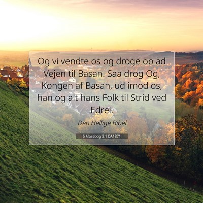 Picture 07 - 5 Mosebog 3:1 DA1871 - Og vi vendte os og droge op ad Vejen til Basan. - Bible Verse Picture