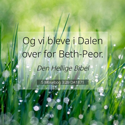 Picture 07 - 5 Mosebog 3:29 DA1871 - Og vi bleve i Dalen over for - Bible Verse Picture