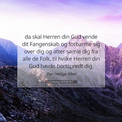 Picture 07 - 5 Mosebog 30:3 DA1871 - da skal Herren din Gud vende dit Fangenskab og - Bible Verse Picture