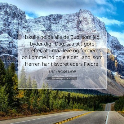 Picture 07 - 5 Mosebog 8:1 DA1871 - Iskulle holde alle de Bud, som jeg byder dig i - Bible Verse Picture
