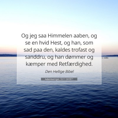 Picture 07 - Aabenbaringen 19:11 DA1871 - Og jeg saa Himmelen aaben, og se en hvid Hest, og - Bible Verse Picture