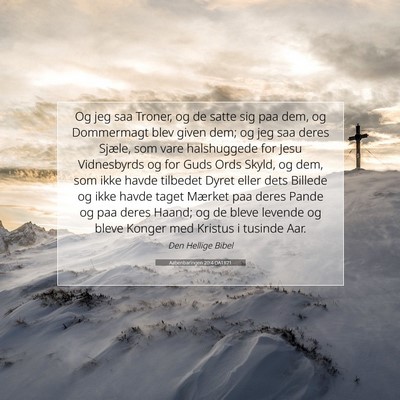 Picture 07 - Aabenbaringen 20:4 DA1871 - Og jeg saa Troner, og de satte sig paa dem, og - Bible Verse Picture