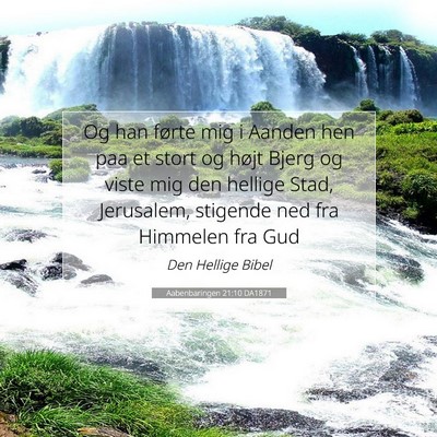 Picture 07 - Aabenbaringen 21:10 DA1871 - Og han førte mig i Aanden hen paa et stort og - Bible Verse Picture
