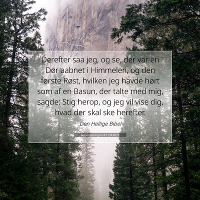 Picture 07 - Aabenbaringen 4:1 DA1871 - Derefter saa jeg, og se, der var en Dør aabnet i - Bible Verse Picture