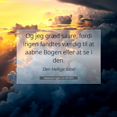Picture 07 - Aabenbaringen 5:4 DA1871 - Og jeg græd saare, fordi ingen fandtes værdig - Bible Verse Picture