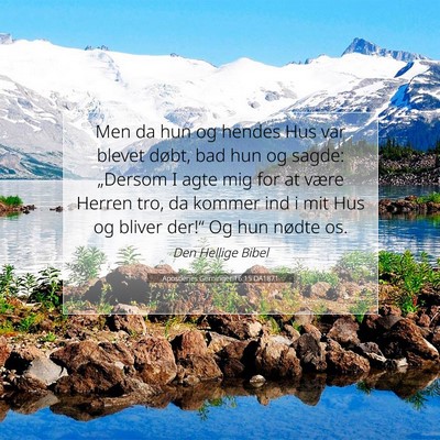 Picture 07 - Apostlenes Gerninger 16:15 DA1871 - Men da hun og hendes Hus var blevet døbt, bad - Bible Verse Picture