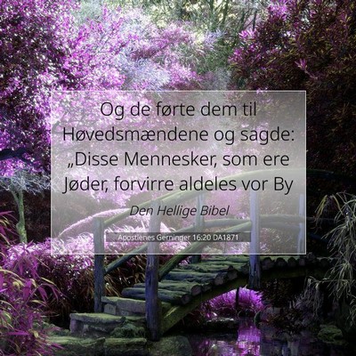 Picture 07 - Apostlenes Gerninger 16:20 DA1871 - Og de førte dem til Høvedsmændene og sagde: - Bible Verse Picture