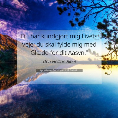 Picture 07 - Apostlenes Gerninger 2:28 DA1871 - Du har kundgjort mig Livets Veje; du skal fylde - Bible Verse Picture