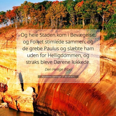 Picture 07 - Apostlenes Gerninger 21:30 DA1871 - Og hele Staden kom i Bevægelse, og Folket - Bible Verse Picture