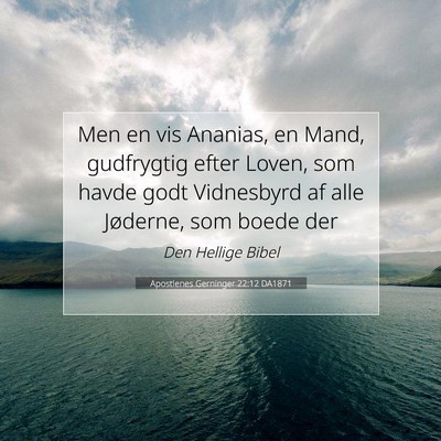 Picture 07 - Apostlenes Gerninger 22:12 DA1871 - Men en vis Ananias, en Mand, gudfrygtig efter - Bible Verse Picture