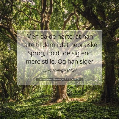 Picture 07 - Apostlenes Gerninger 22:2 DA1871 - Men da de hørte, at han talte til dem i det - Bible Verse Picture