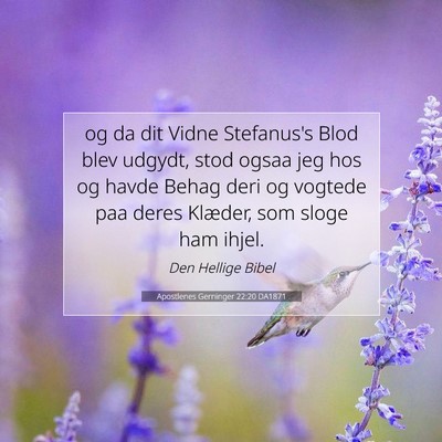 Picture 07 - Apostlenes Gerninger 22:20 DA1871 - og da dit Vidne Stefanus's Blod blev udgydt, stod - Bible Verse Picture
