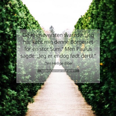 Picture 07 - Apostlenes Gerninger 22:28 DA1871 - Og Krigsøversten svarede: „Jeg har købt mig - Bible Verse Picture