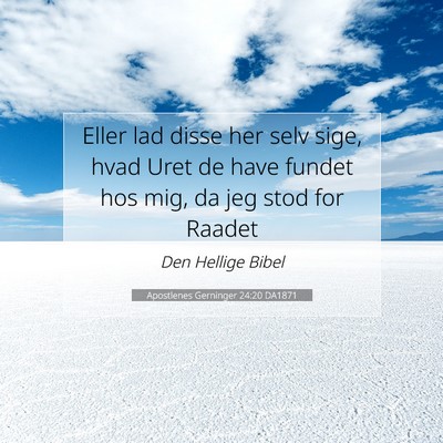Picture 07 - Apostlenes Gerninger 24:20 DA1871 - Eller lad disse her selv sige, hvad Uret de have - Bible Verse Picture