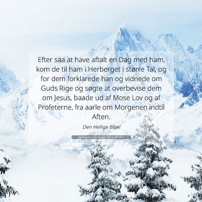 Picture 07 - Apostlenes Gerninger 28:23 DA1871 - Efter saa at have aftalt en Dag med ham, kom de - Bible Verse Picture