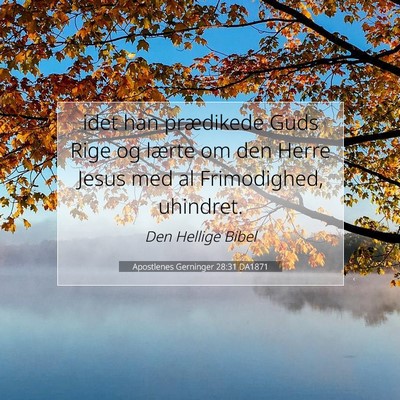 Picture 07 - Apostlenes Gerninger 28:31 DA1871 - idet han prædikede Guds Rige og lærte om den - Bible Verse Picture