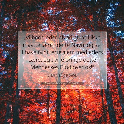Picture 07 - Apostlenes Gerninger 5:28 DA1871 - „Vi bøde eder alvorligt, at I ikke maatte - Bible Verse Picture