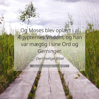 Picture 07 - Apostlenes Gerninger 7:22 DA1871 - Og Moses blev oplært i al Ægypternes Visdom; og - Bible Verse Picture
