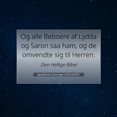 Picture 07 - Apostlenes Gerninger 9:35 DA1871 - Og alle Beboere af Lydda og Saron saa ham, og de - Bible Verse Picture