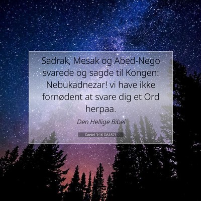 Picture 07 - Daniel 3:16 DA1871 - Sadrak, Mesak og Abed-Nego svarede og sagde til - Bible Verse Picture