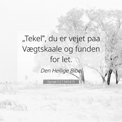 Picture 07 - Daniel 5:27 DA1871 - „Tekel‟, du er vejet paa Vægtskaale og - Bible Verse Picture