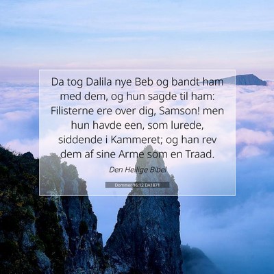Picture 07 - Dommer 16:12 DA1871 - Da tog Dalila nye Beb og bandt ham med dem, og - Bible Verse Picture